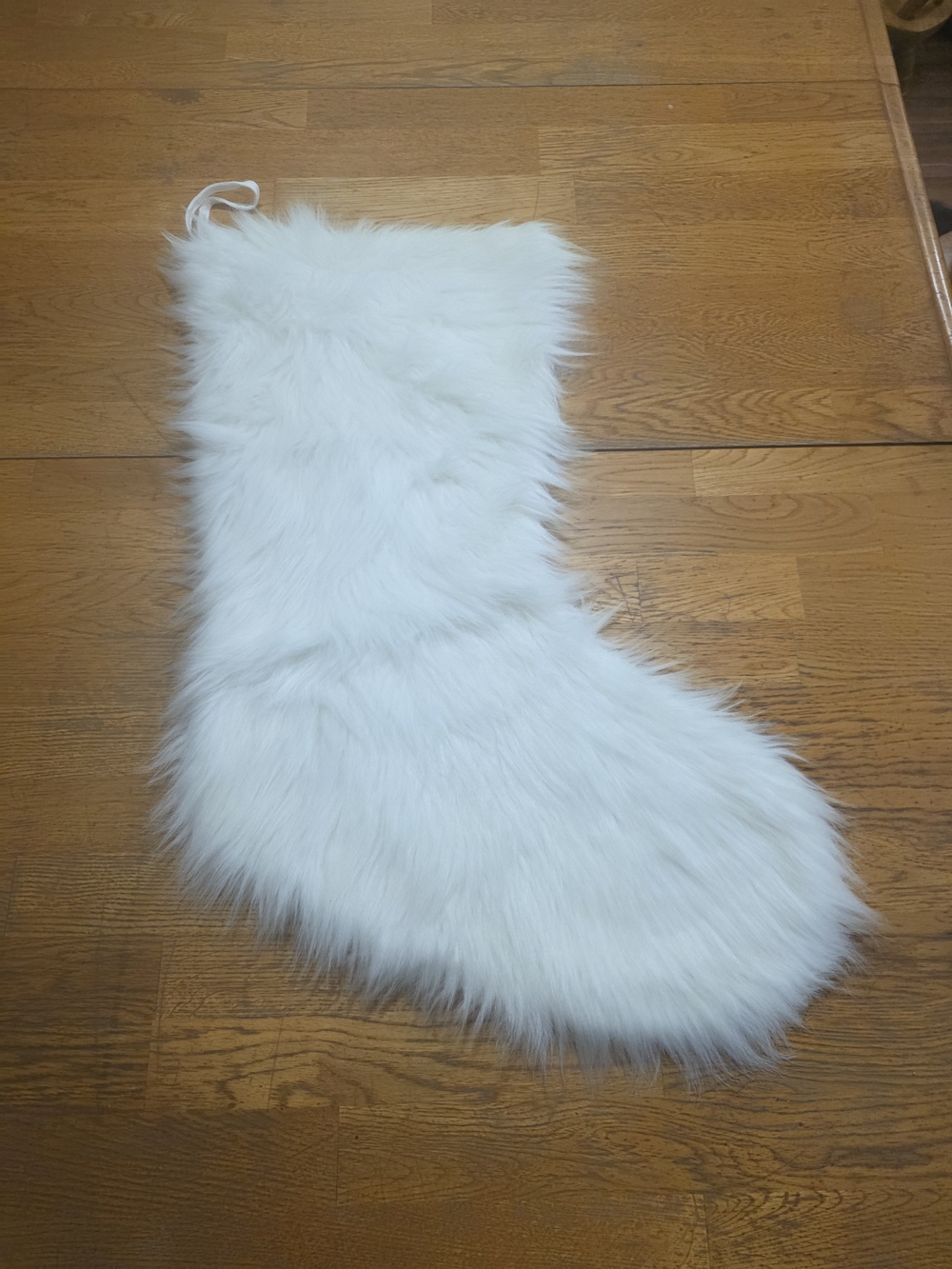 Plush White Faux Fur Christmas Stocking - Luxurious Holiday Accent